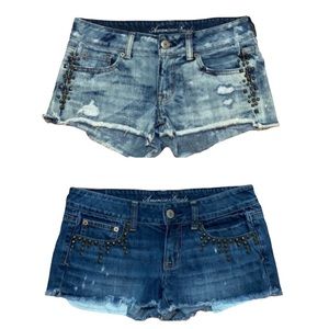 AEO Distressed Studded Jean Shorts (bundle of 2)